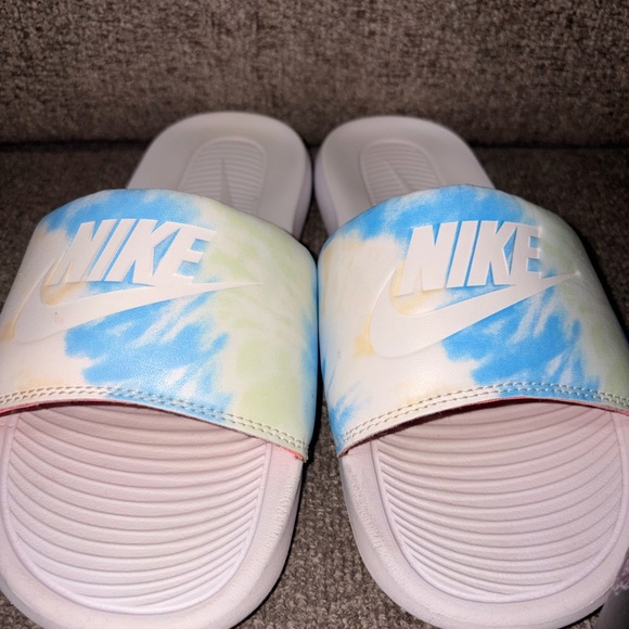 Nike Ladies Slide Sandals - Gold, Blue, Black - Picture 3 of 4